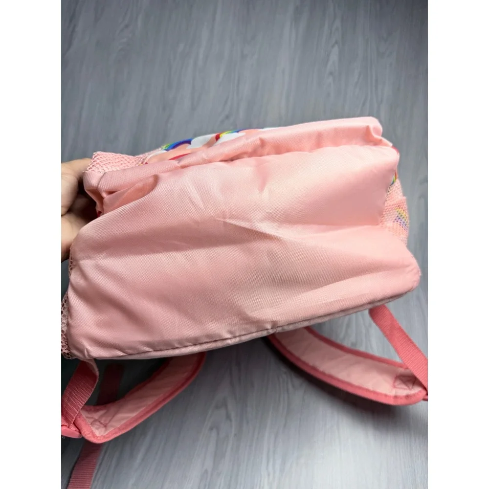 Fuel Rainbow Cloud Print Backpack Pink School Bag with Mesh Pockets and Buckle